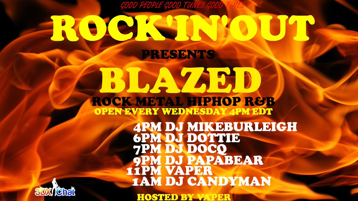 BurleighDj's tweet photo. Going to be playing a set At Rockin Out Blazed tonight 4p, est  20 minutes from now  Vaper is Hosting and Djing Also Cmon out its been a Minute since i played here https://t.co/kyl05Em7t2
