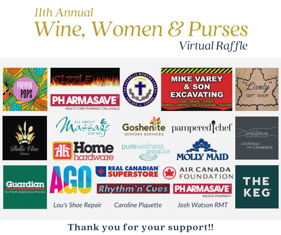 alzheimersmnbd's tweet photo. Check out the amazing prizes you could win in our Wine, Women &amp; Purses Virtual Raffle! 😀
We would like to acknowledge all of the amazing donors for our Annual Wine, Women &amp; Purses! Without their generosity this raffle would not be possible! THANK YOU!! 💙
https://t.co/AAD5yJXh1J https://t.co/gVlKalSR46
