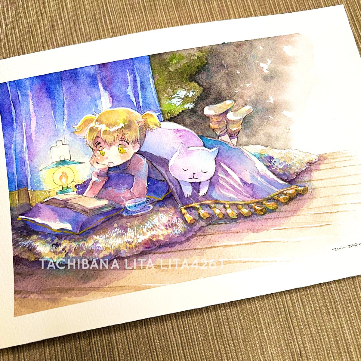 🔮'Comfy time before sleep #WitchSisters'
Traditional watercolor painting (Jan.2022)
lita426t.blogspot.com/2022/01/comfy-…