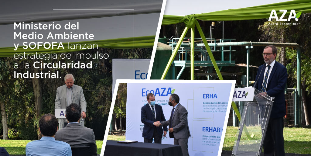 El Ministerio del Medio Ambiente y SOFOFA lanzaron la Estrategia de impulso a la circularidad. Bajo este marco, presentamos nuestra nueva filial #EcoAZA, que busca cerrar nuestro modelo de Economía Circular, procesando toda la escoria siderúrgica de nuestro procesos 🍃