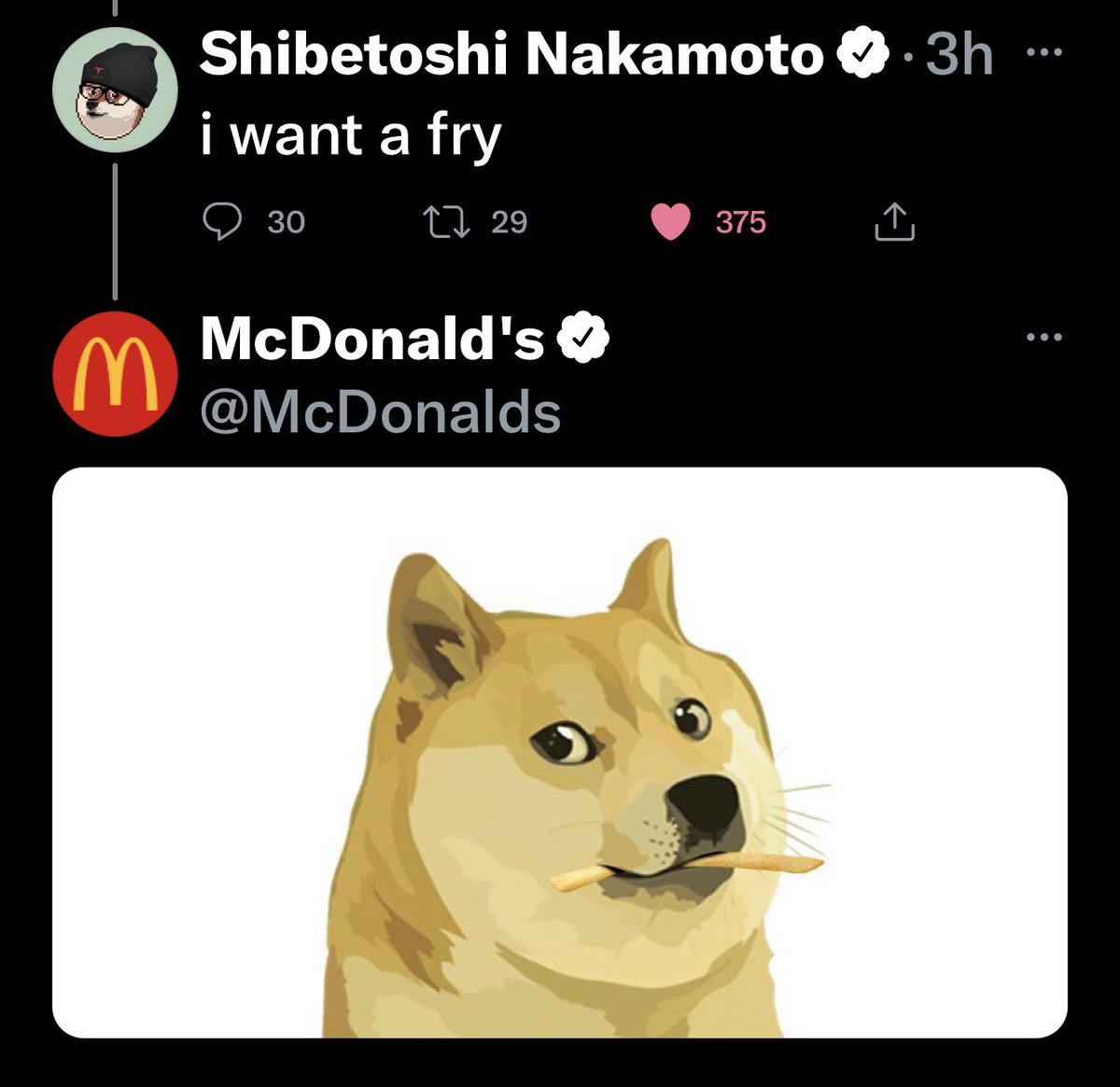 MattWallace888's tweet photo. MCDONALDS #DOGECOIN ACCEPTANCE WOULD BE AMAZING 😍 https://t.co/6AZgClZ2E1
