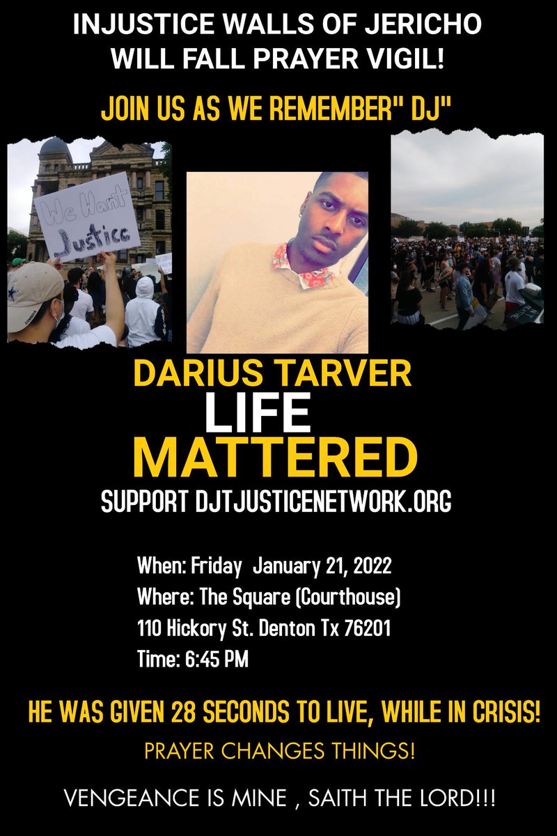 onekawaiimf's tweet photo. Please come out this Friday (1/21) to remember #DariusTarver & his family's continued fight for justice. Anyone who sends their kid to #UNT or #TWU needs to know the Denton PD do not handle people in mental crisis in ways where you will see your loved one again. #DentonProtest https://t.co/z0Dl7hu32b