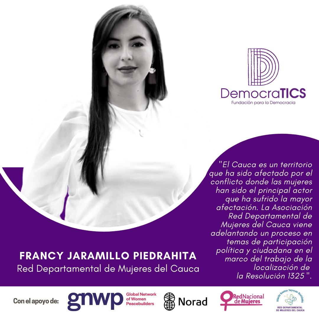 fdemocratics's tweet photo. 🌐 #DemocraTICS | El trabajo de las organizaciones de la sociedad civil de mujeres en territorios como el departamento del Cauca, es fundamental para la prevención y la consolidación de la paz en Colombia. https://t.co/NSL0O7kpSx