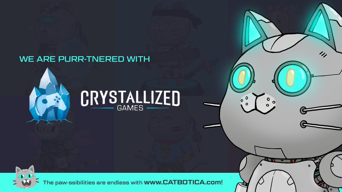 CATBOTICA's tweet photo. Crystallized Games is proud to be part of CATBOTICA™. @CrystallGames @ColdFireAGC @raithos 

#CATBOTICA #CATBOTICAPublicSale #CrystallizedGames #NFTCommunity #NFTCats #Ethereum https://t.co/nGaHllE17Q