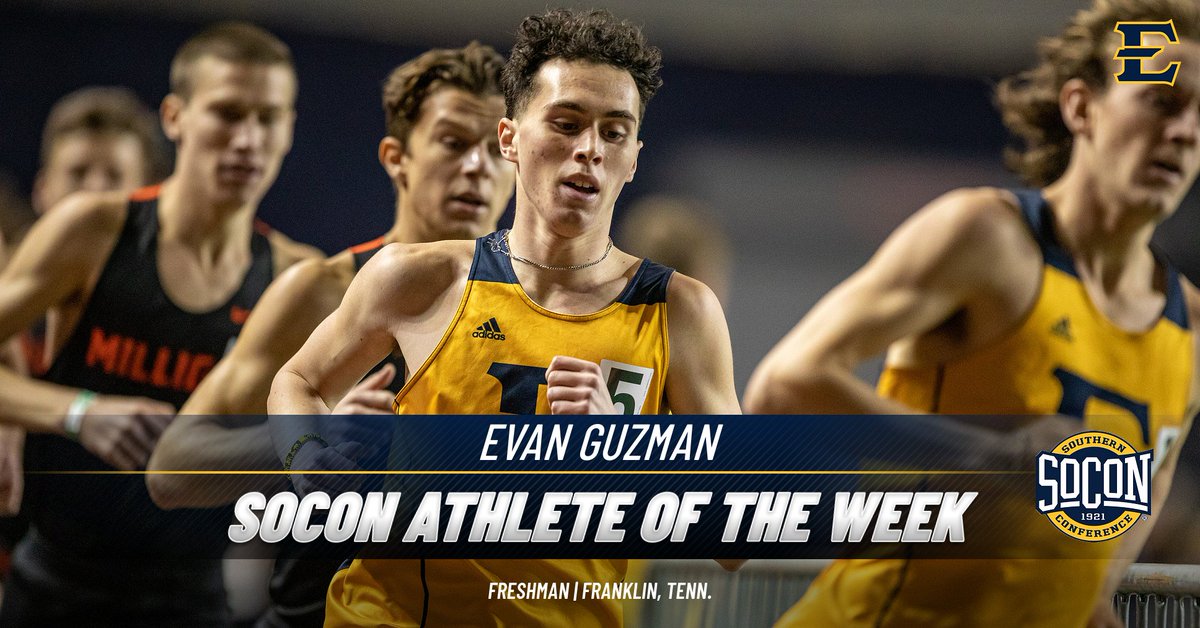 ETSU_TF_XC's tweet photo. 𝗦𝗼𝗖𝗼𝗻 𝗔𝘁𝗵𝗹𝗲𝘁𝗲 𝗼𝗳 𝘁𝗵𝗲 𝗪𝗲𝗲𝗸!

Congrats to 𝗘𝘃𝗮𝗻 𝗚𝘂𝘇𝗺𝗮𝗻 on being tabbed @SoConSports Athlete of the Week...

🔹Personal Best in the Mile (4:11.79)
🔹Ran a leg on the winning 4x800m relay team
🔹First career weekly award

#ETSUTough https://t.co/CeyG9WCjmr