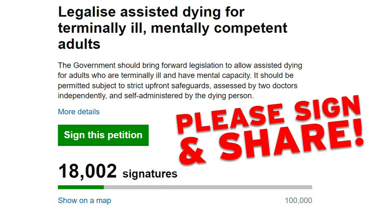 dignityindying's tweet image. Hitting 100,000 signatures will trigger a parliamentary debate on the issue and put real pressure on MPs.

You can help us get there.

Together, we will change the law. 

petition.parliament.uk/petitions/6043…