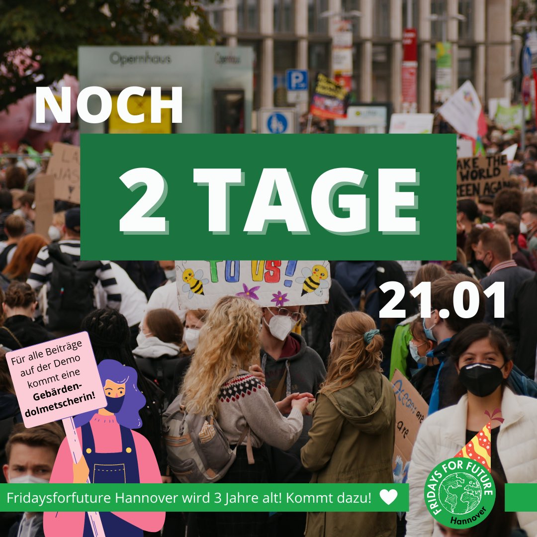 ❗️Noch 2 Tage bis zur nächsten Demo❗️

Damit alle sicher sind kommt bitte Geimpft/Genesen und Gestestet😊💚 
Denkt außerdem an eure FFP2 Maske 😷 (Bei bedarf könnt ihr euch auf der Demo eine abholen)

Wir freuen uns auf euch! 💚