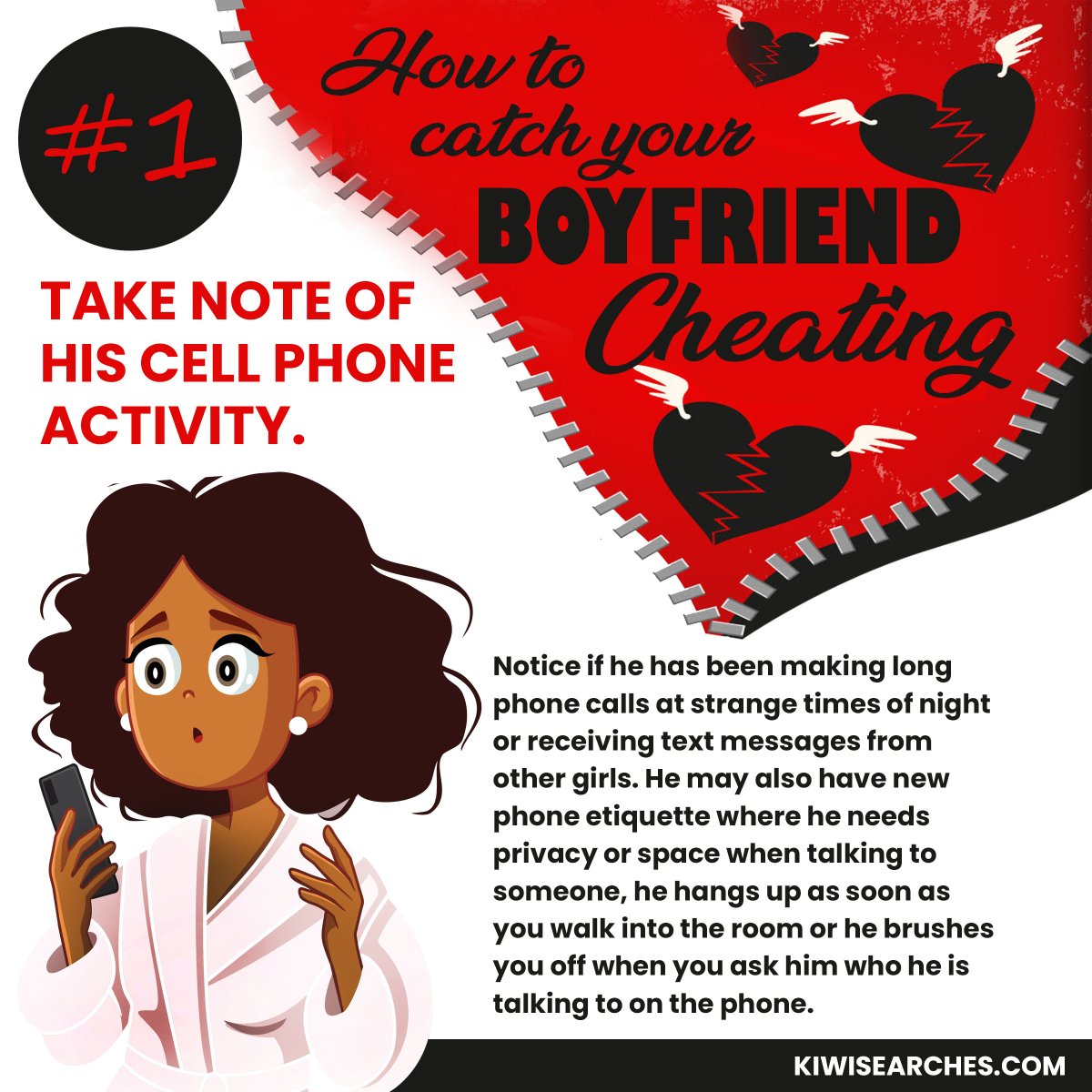 kiwisearches's tweet photo. Read these four ways how to catch your boyfriend #cheating! 

#boyfriend #GIRLFRIEND #relationships #couplestherapy #catchacheater https://t.co/zilxDIaR2U