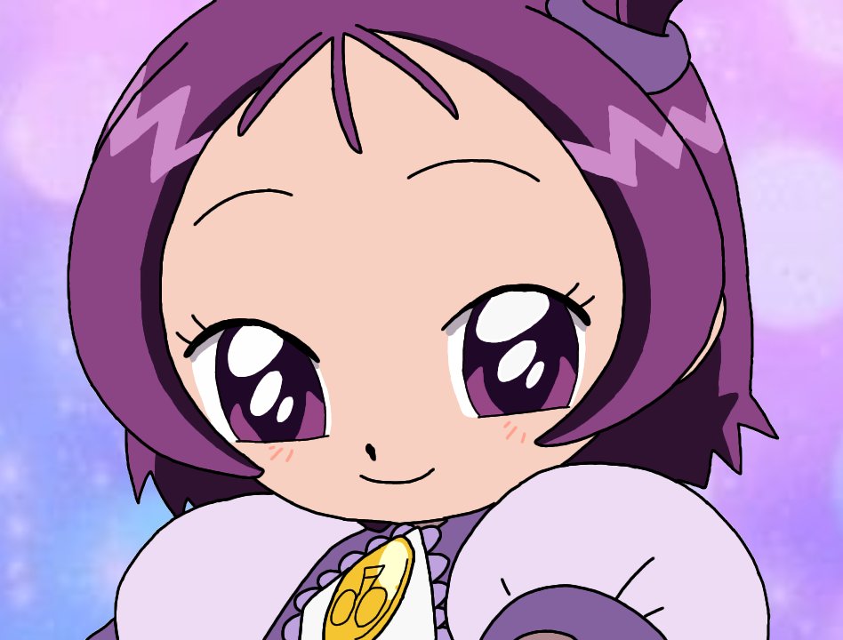 変身途中の瀬川おんぷちゃんのイラストをアニメのワンシーンらしくして