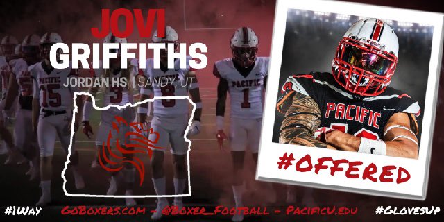 JoviGriffiths's tweet photo. After several conversations with @Coach_Gilgan of @pacificu I’m excited to announce that I have received an official offer from @Boxer_Football https://t.co/nGWK5UURpQ