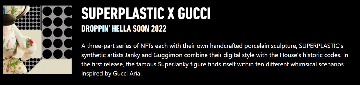 Crypto__Jesus_'s tweet photo. I wonder how many people know that the @superplastic x @gucci collab is an NFT drop and it comes with porcelain physicals 🤔📽️ https://t.co/NrSdJW3UaA