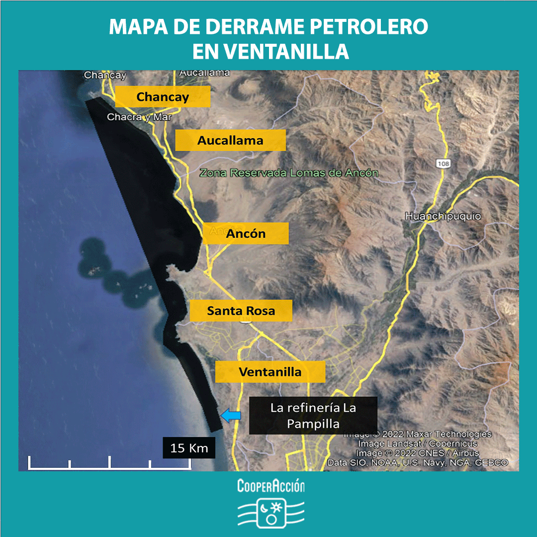 🔴El derrame de 6 mil barriles de #petróleo por Repsol en el mar de #Ventanilla🌊,se extendió por toda la costa norte de Lima, afectando 5 kilómetros de playas en cinco distritos de la región Lima y Callao. Como consecuencia, se reportaron aves marinas, pingüinos y peces muertos.