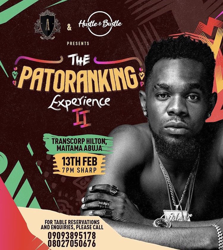 dahmie2k's tweet photo. The PATORANKING Experience II Abuja 

13th February 2022
#AbujaTwitterCommunity  

DM for reservations let’s make a movie 😜

@patorankingfire  &amp; #hustleandbustle https://t.co/lus8NArRC5