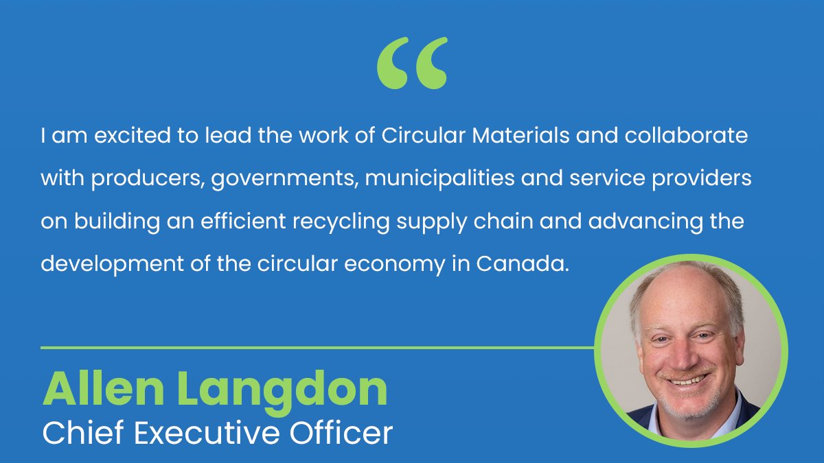 The <a href="/CircMaterials/">Circular Materials</a> Board of Directors is pleased to announce the appointment of <a href="/AllenLangdon/">Allen Langdon</a> as the organization’s first Chief Executive Officer.  Read our release here: circularmaterials.ca/circular-mater… #onpoli