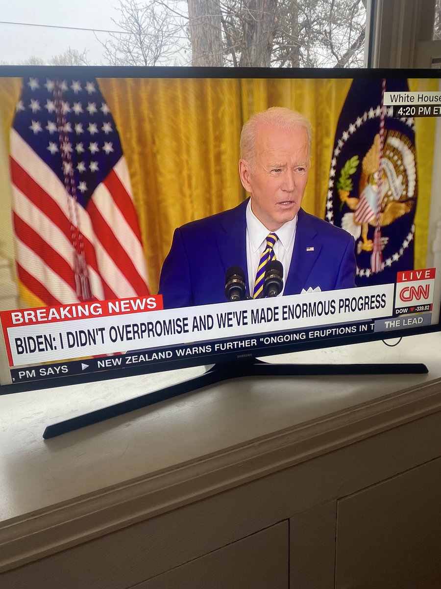 mpjones1's tweet photo. Media trainer: don’t repeat the negative, it will be the headline. 
Media: did you overpromise?
POTUS: I didn’t overpromise. https://t.co/Jiff1kazS2