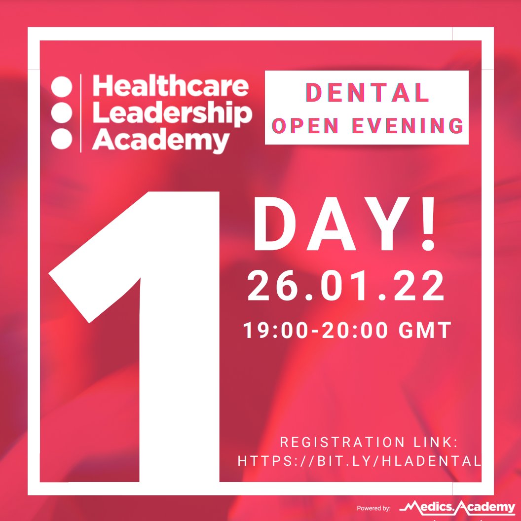 HLA_int's tweet photo. It's the final countdown to our Dental Open Evening! 
The HLA scholar programme is open to dental students, dental therapists, hygienists, nurses and technicians! Find out more and join us on the 26th January 7pm-8pm GMT! Registration link: https://t.co/raiqofgKtG https://t.co/8lKVPzJJlE