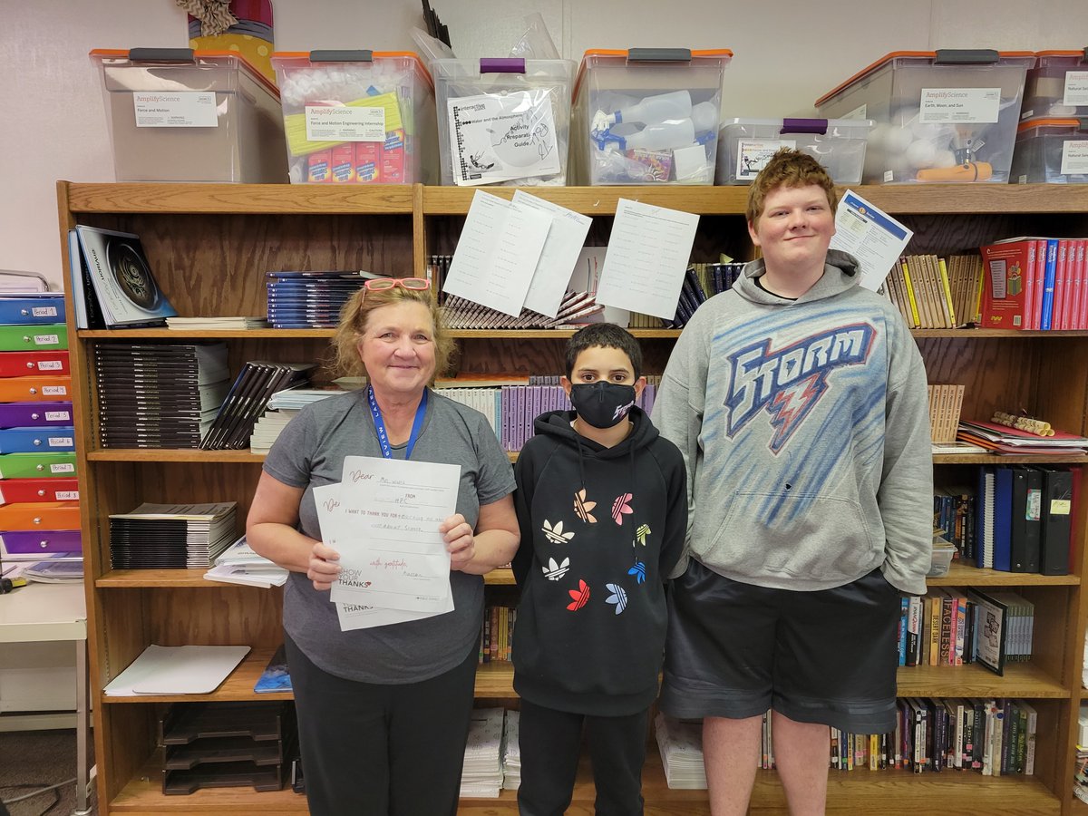 HPCSTORM's tweet photo. Today during #HPCStorm Junior High Advisory, students filled out #ilovepublicschools thank you notes to the staff. Here are a few that were hand-delivered to the awesome people who work here! https://t.co/uGYtzxIKWf