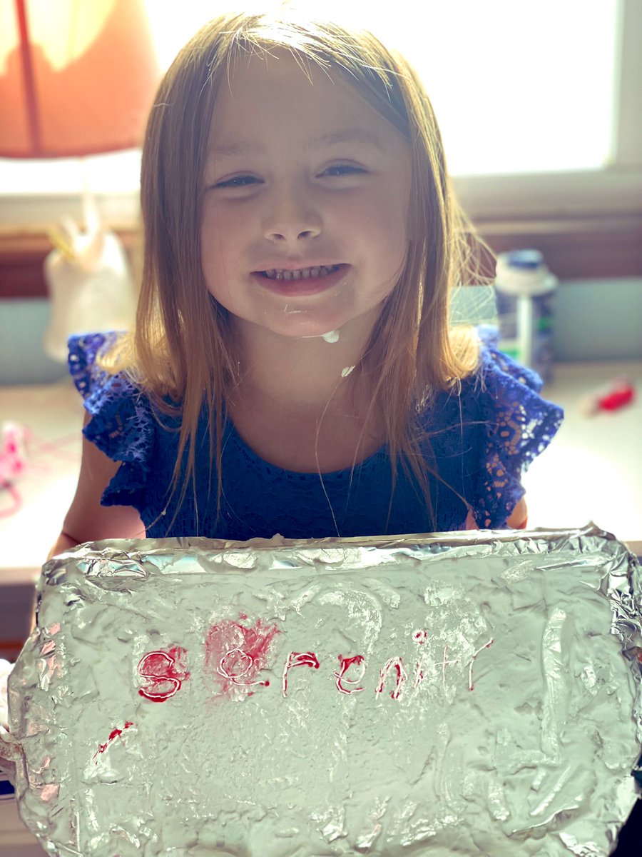 CappsJesica's tweet photo. For her writing assignment today , Serenity could choose to write her name in shaving cream . She had so much fun with this ! https://t.co/yV7584o636