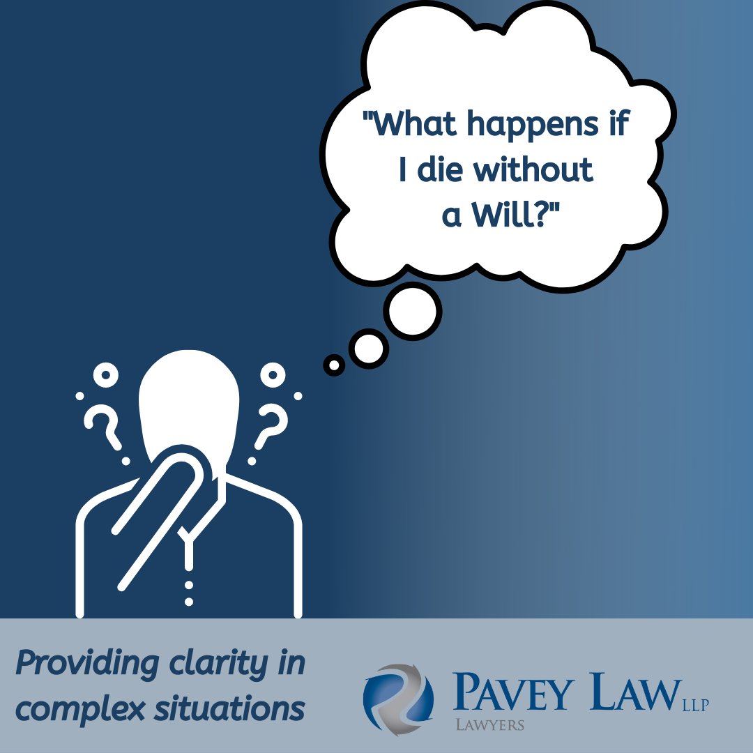 If an individual passes away without leaving a Will,  Ontario's Succession Law Reform Act determines how your possession will be distributed amongst living relatives. 

Make sure you have your affairs in order and wishes fulfilled by preparing a Will today.

#paveylaw #lawfirm