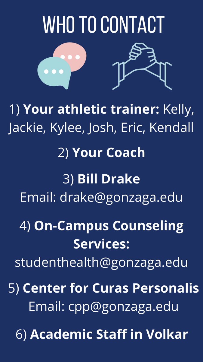 ZagSAAC's tweet photo. Wellness Wednesday, Week 2:
1) Where to go for help
2) Resources on campus &amp; in athletics https://t.co/0vFYXoqMar
