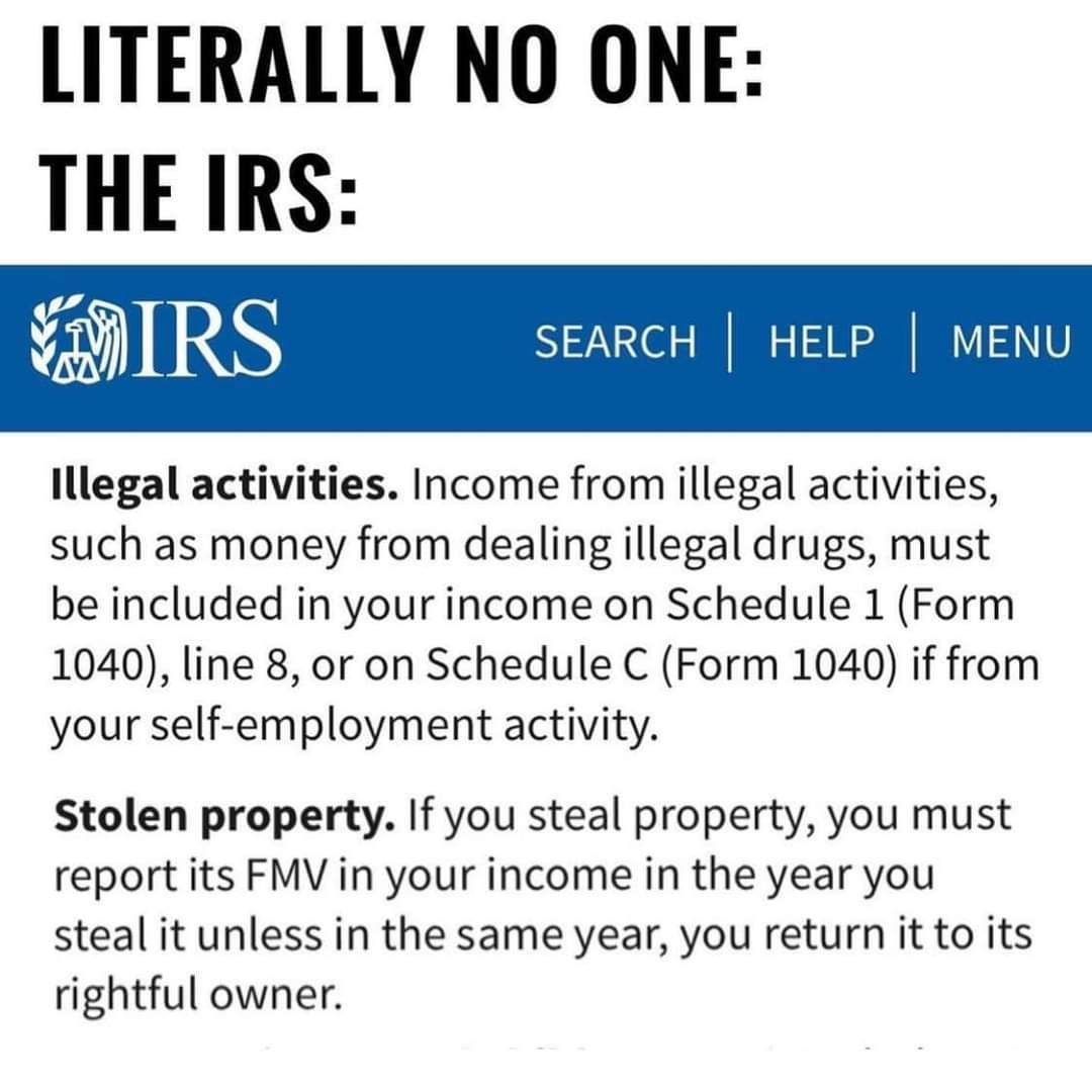 IRS keeping thieves and drug dealers honest or whatever