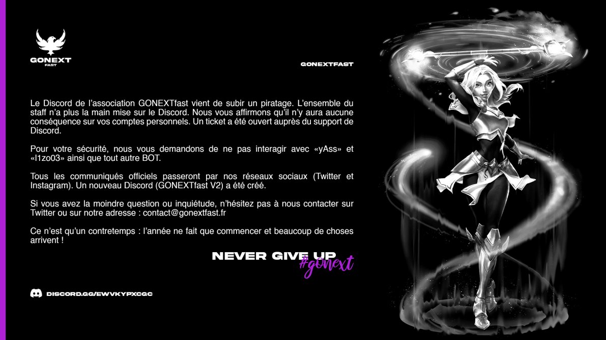📢 Communiqué officiel GONEXTfast✍️
➡️ discord.gg/ewVKYpXCGc 

🔁 &amp; ❤️
#GONEXT ✊