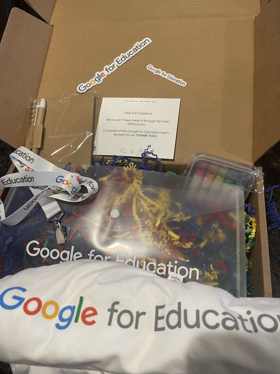 Thank you @GoogleForEdu! This surprise swag box made my day. #thankyou #iloveswag #WDC17