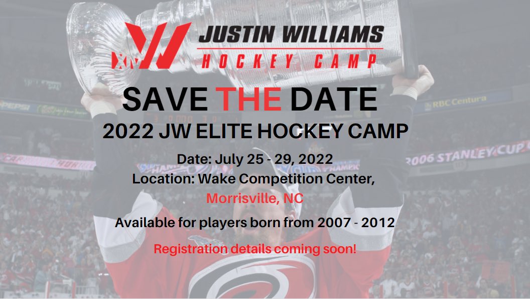 JWHockeyCamp's tweet image. We are SO excited to announce the 2022 JW Elite Hockey Camp dates and that the camp will be hosted in North Carolina 👏🏻 It’s been a long 2 years and it’s time to get back to work - stay tuned for registration details 👀