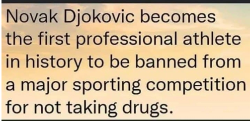 Stanon666's tweet photo. Historisch:

@DjokerNole ist der erste professionelle Sportler aus einem Wettkampf ausgeschlossen wurde da er die Einnahme von Drogen verweigerte.

#NovakDjokovic #NoVaxDjoCovid #NovakOut #Novak_Djokovic #NOVAKDJOKOVIC first athlete in history -  banned for not taking drugs https://t.co/1lA6jKZMvG