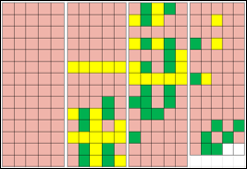 SammerSci's tweet photo. In light of the childcare Wordle trend, I thought it would be "fun" to illustrate the childcare we've had access to for the past year or so while we both work full-time. Yellow denotes partial care, green is for full day. It's been a brutal year. https://t.co/yR9LNW6k6U