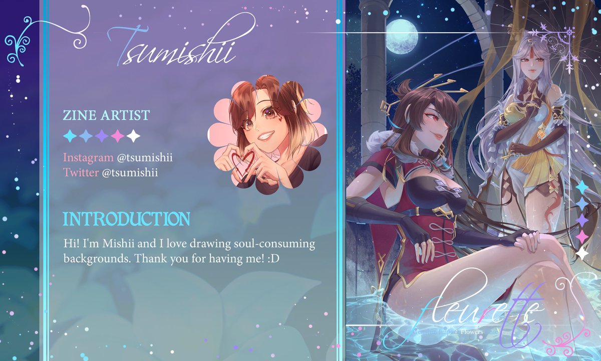 Next we have @tsumishii, their art with intrigate backgrounds are sure to blow you away!