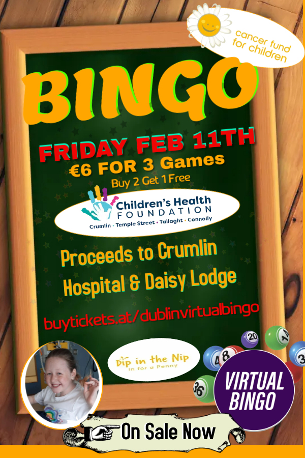HughesEvents's tweet image. buytickets.at/dublinvirtualb…
If you have never played before virtualbingo.ie/how-to-play😀@CMRFCRUMLIN @InForAPenny2022
@hughesevents @virtualbingo1
#bingo #charity #charitytuesday #dublin  #ireland #friends #nightout #6euro
#CMRF #InforAPenny #CrumlinHospital