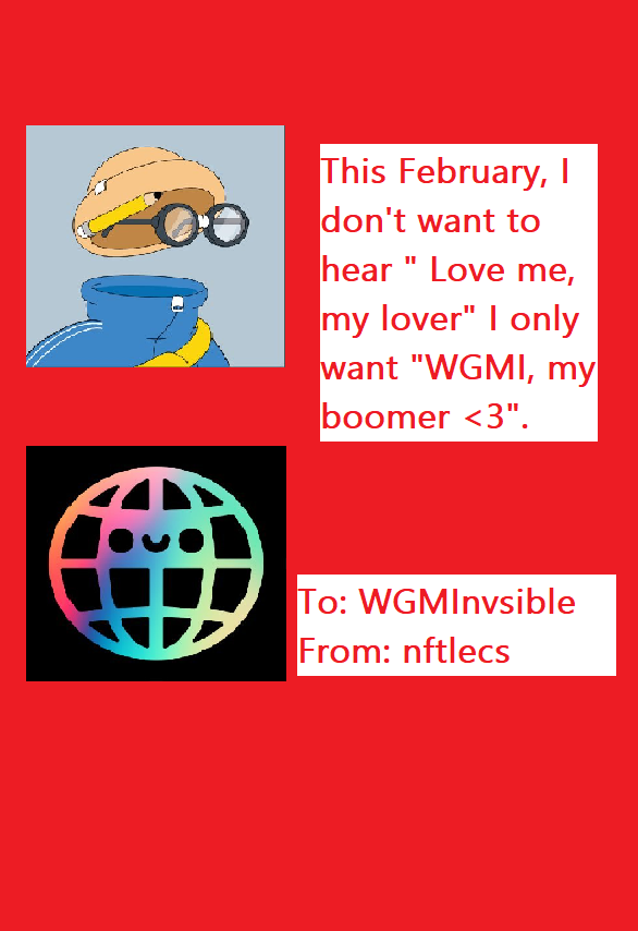 nftlecs's tweet photo. Will you guys be my Valentine? 
@WGMInterfaces x @InvsbleFriends https://t.co/8Tn0jbv2Ak