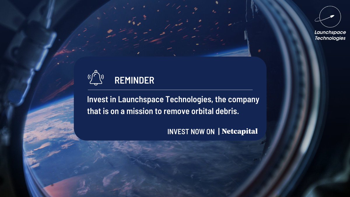 LaunchspaceTech's tweet photo. Our campaign is now live on Netcapital! 🙌 Our patented solutions help remove the  orbital debris that threatens astronauts, satellites &amp; the International Space Station. 👏💫

Raise page link below. 👇
https://t.co/mk8NoWp0Es

#netcapital https://t.co/xbcdyQUM8M