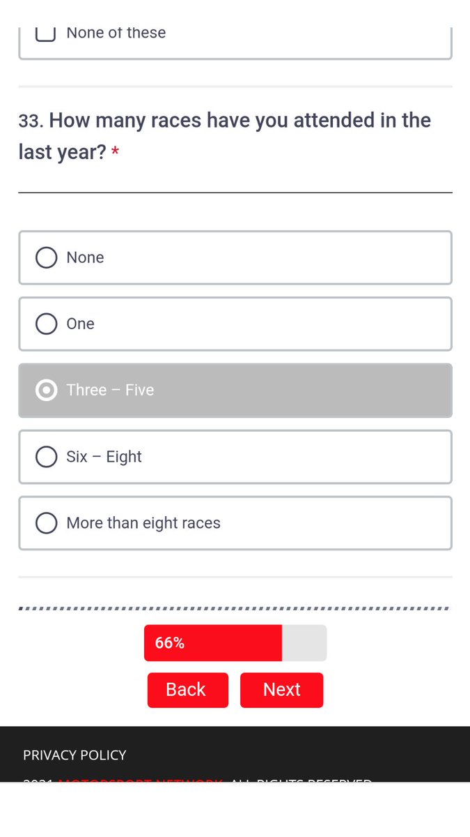 BeerTravelnRun's tweet photo. This question in your survey has an incomplete set of answers. It's missing the number two. @IndyCar https://t.co/CRJLwdqxw7