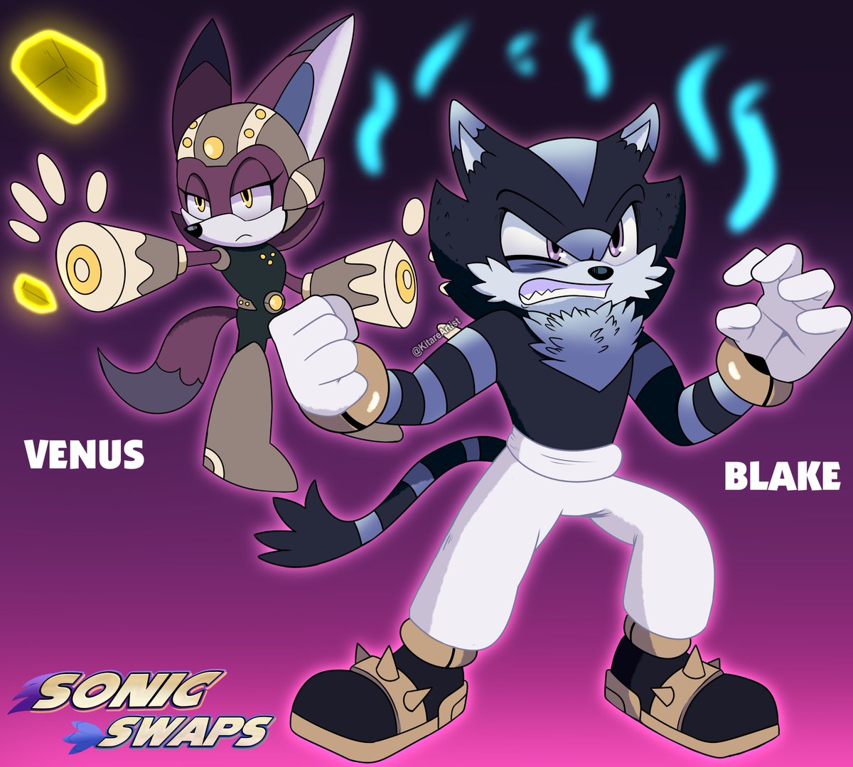 KitareArtist's tweet photo. Sonic Swaps AU: Imposter Syndrome!! 💛🖤
Blake &amp; Venus... The response to Blaze and Miles!
I've been working on these two for the past few days. :D

#SonicSwaps #SonicTheHedgehog #SONIC #IDWSonic https://t.co/tOc0A1sqpf