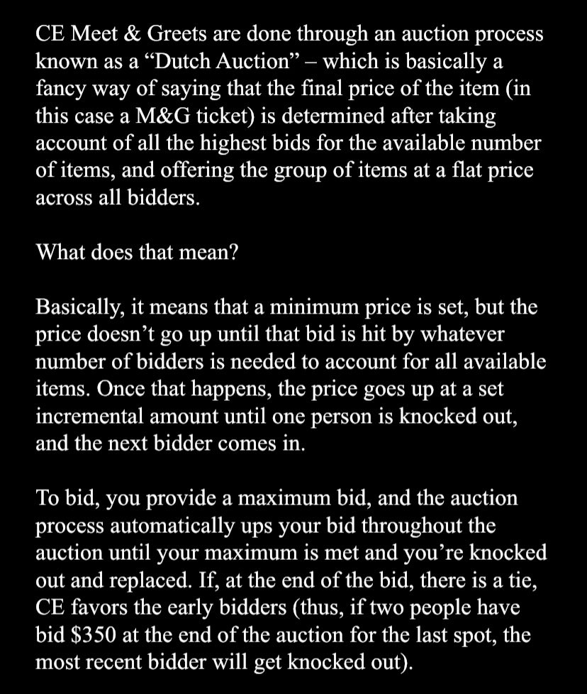 deanismybuddy's tweet photo. #SPNVegas friends. Please read this primer on HOW TO KEEP OUR M&G COSTS DOWN. pls pls pls read and share; this way we will ALL spend less.
*primary lesson? Don’t bid early. If you MUST bid early; bid low (starting price then watch the auction closely).
*please RT this version* https://t.co/z0XgOiBEdn