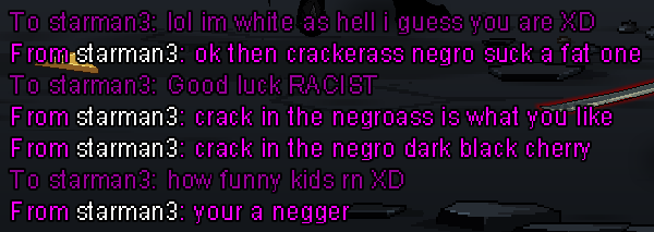 iamedarts's tweet photo. Look what I found today I'm not black but I'm not racist but these kids nowadays seem don't know about it I guess this kind of people around the game doesn't deserve to play anymore lol it's against TOS(Terms of Service) am I right? @Alina_AE @ArtixKrieger https://t.co/3RUGIaOz1D