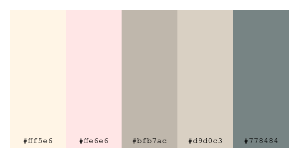 ColPaletteBot's tweet photo. Beep beep, here's a pretty color palette for you!
color-scheme.js parameters used:
- hue: 209
- variation: pale
- colors: #fff5e6, #ffe6e6, #bfb7ac, #d9d0c3, #778484
Have a lovely evening!
#twitterbot #colorpalette #colors #palette #prettycolors https://t.co/k0L9DMXRjI