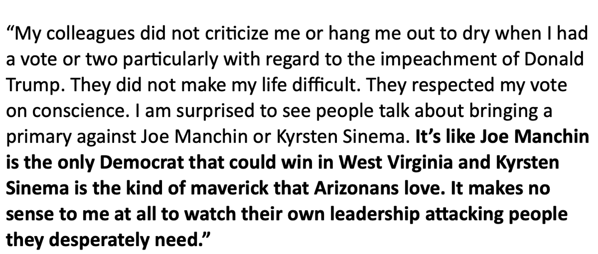 I asked Romney about whether he has talked to Manchin about what it's like to vote on the other side of your leadership. He said they had, but declined to get into details. He did tell me this about his tough votes.