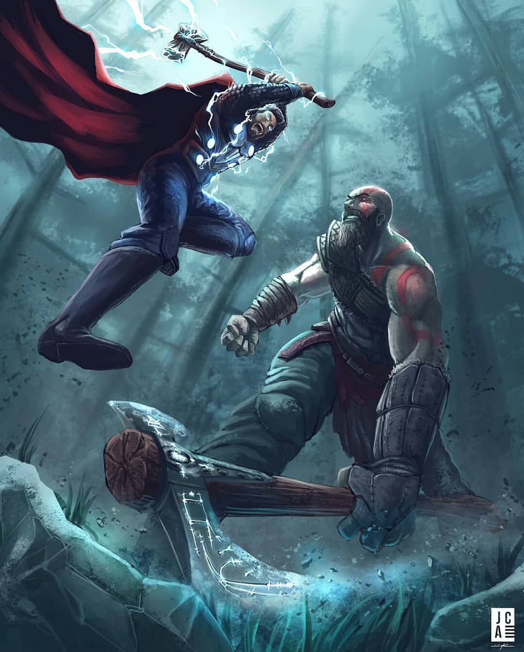 Kratos vs Thor⚒️💥 [Artwork by: @RonnieWong] : r/GodofWar