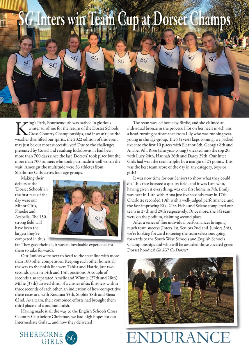 Teams selected for <a href="/DorsetSAA/">Dorset Schools AA</a> South West Regionals 
<a href="/SchoolAthletics/">EnglishSchoolsAA</a> Cross-Country Champs. Great to see so many <a href="/SG_SportDept/">Sherborne Girls Sport</a> named: Birdie, Lily, Eleanor, Georgia, Anabel &amp; Lara in team, with Tahlia, Hattie &amp; Emily reserves, plus Rose &amp; Anna on stand-by. Here's how they did it.
