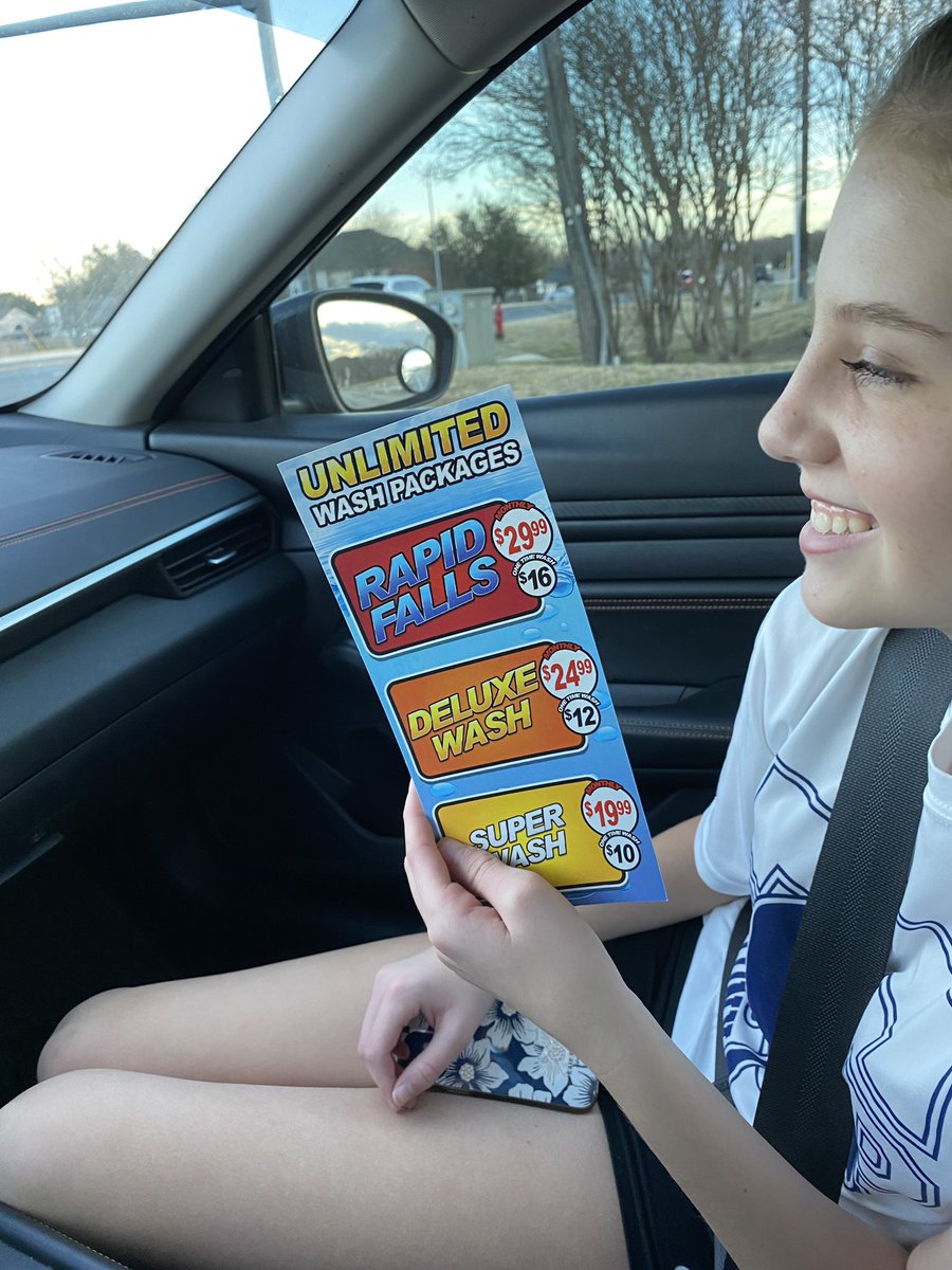 gwillis7's tweet photo. My daughter saw I bought the deluxe wash 🚗, laughed at me at me &amp; launched into how upgraded carwashes are a scam and all are the same.  @awealthofcs would be proud https://t.co/bLpouZpiO2