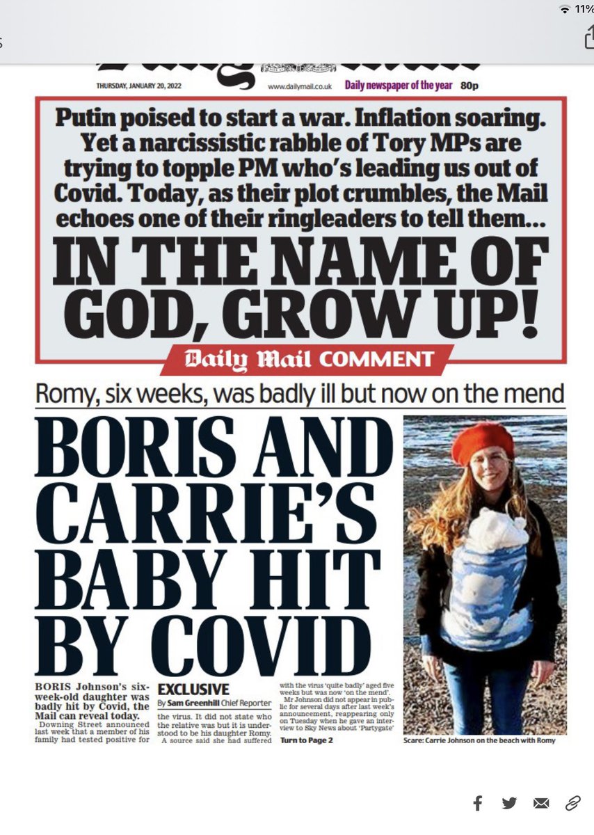 Remembering it’s the Daily Fail, if this is true, even after his baby was hit quite badly by COVID, the PM pushes on with putting our kids at risk,