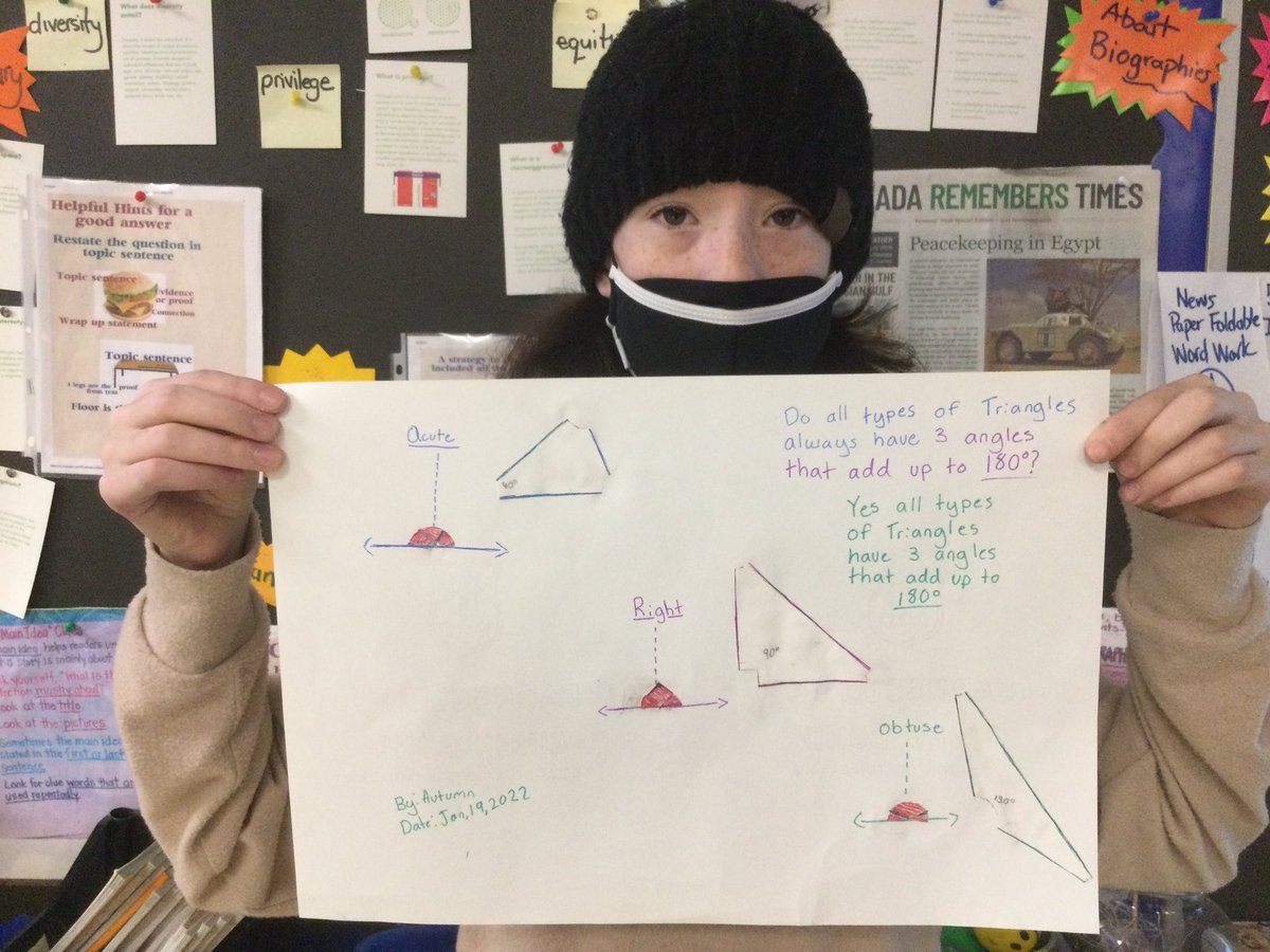 waltonsclass's tweet photo. #mathproblemsolving allows for #differentiation & can be challenging, yet brings true understanding in the Think Tank @WestwoodUGDSB @ugdsb @UGExperiential We created our triangles with bullseye compasses & protractors, to demonstrate our math learning #onted #mathfun #3actmath https://t.co/adH2v7e1Ih