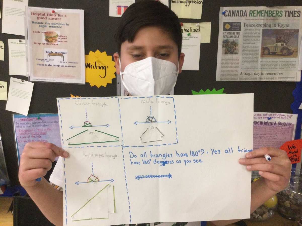 waltonsclass's tweet photo. #mathproblemsolving allows for #differentiation & can be challenging, yet brings true understanding in the Think Tank @WestwoodUGDSB @ugdsb @UGExperiential We created our triangles with bullseye compasses & protractors, to demonstrate our math learning #onted #mathfun #3actmath https://t.co/adH2v7e1Ih