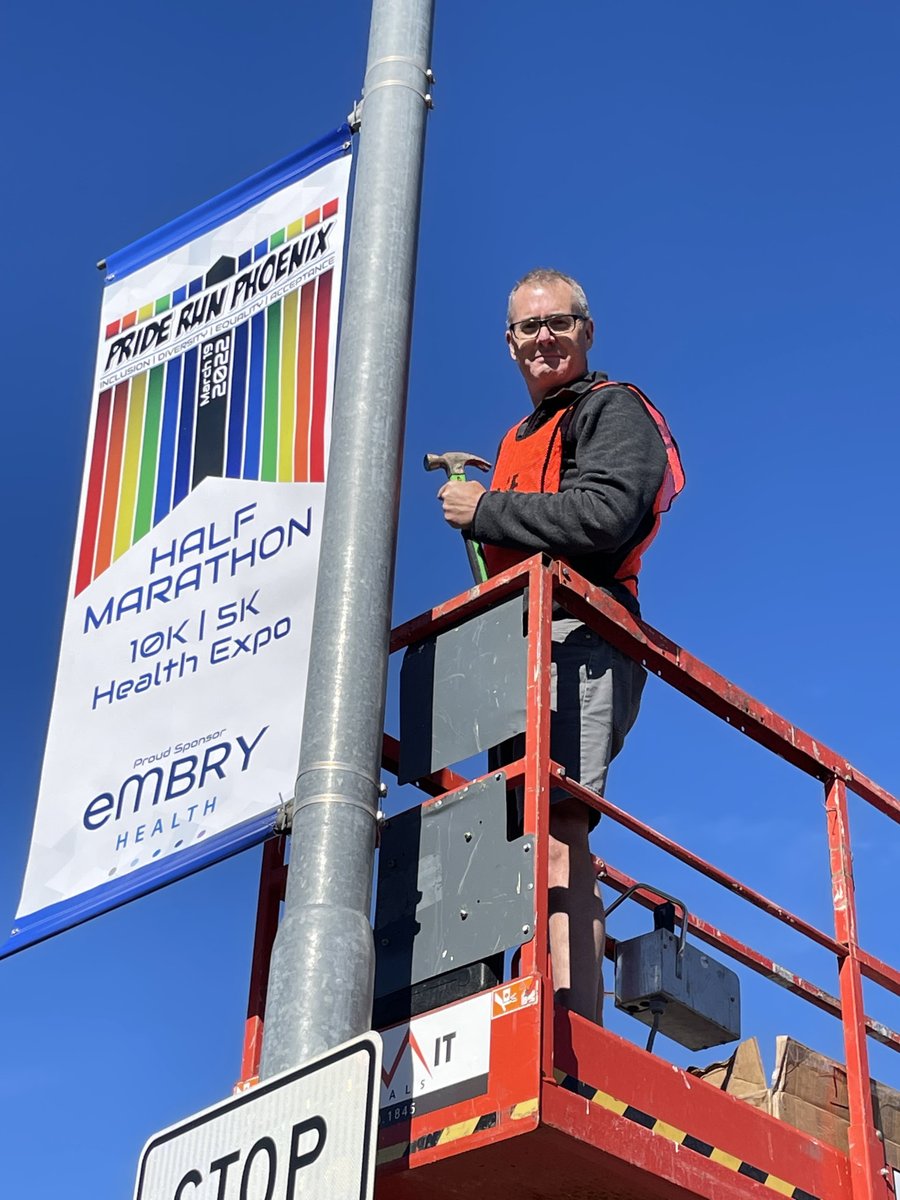 EmbryHealth's tweet photo. Embry Health is the presenting sponsor of the 2022 Pride Run Phoenix. More than 80 banners are displayed on the poles along 7th Avenue from Camelback to Indian School Road with the Embry Health logo. Come and join us on March 19th for a great cause and a fun run! #embryPROUD https://t.co/gJaycFzmyU