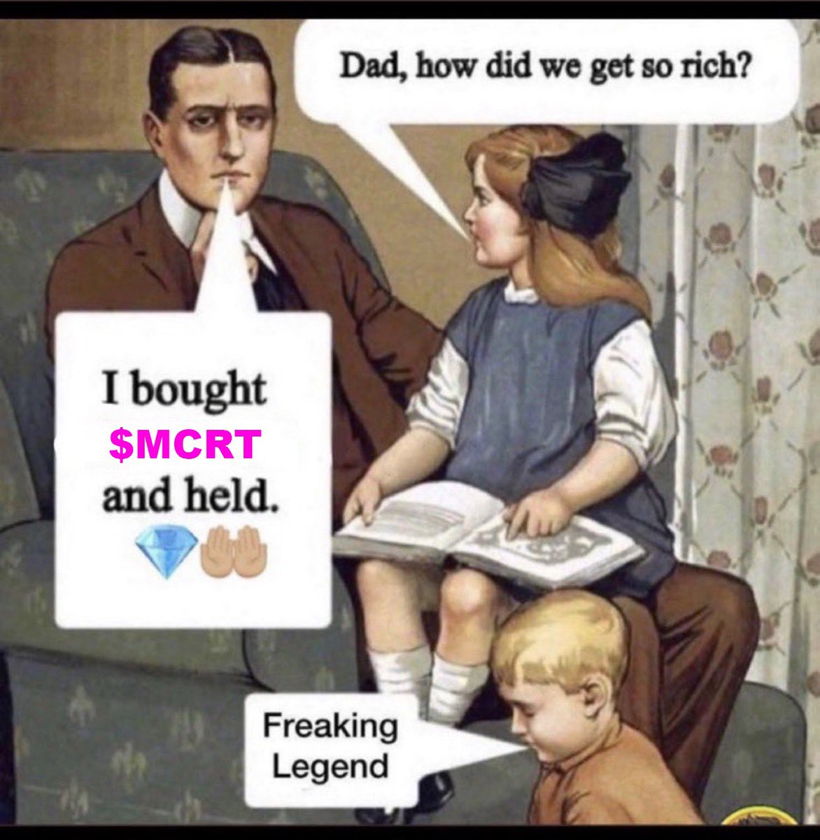 EdenZivon's tweet photo. Dad how did we get so rich? 
$MCRT baby! 
#MCRT #Crypto @Davincij15 @MMCrypto @Jamyies @WatcherGuru @carlmoon @cryptoslavik @CryptoMo @MagicCraftGame https://t.co/MhtpsufZSd