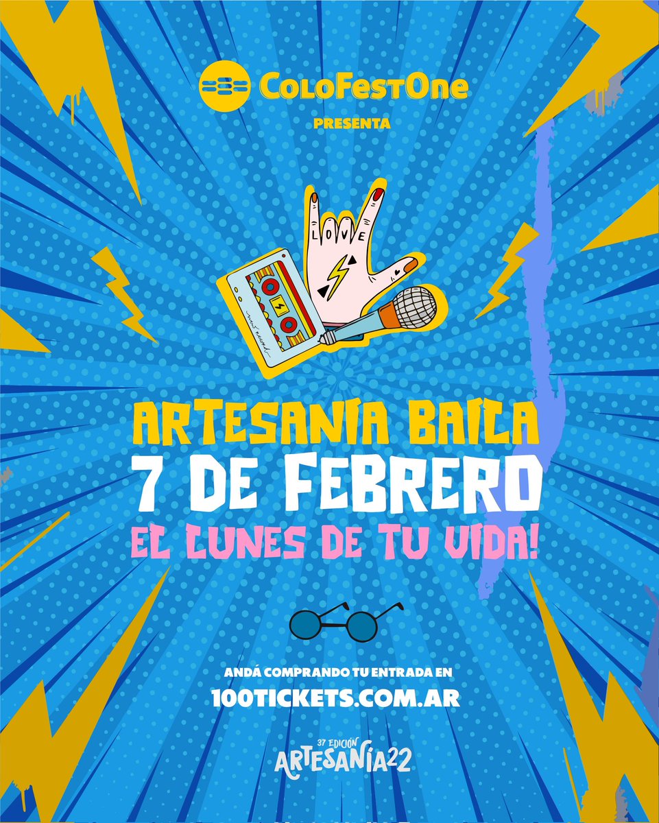 ColoFestOne's tweet photo. Felices de anunciarles que vamos a ser parte de la Fiesta Nacional de La Artesania. 
📅 Agenda el LUNES 7 DE FEBRERO
Porque tenés cita con el santo de la Fiesta en un predio increíble. 
Tu sueño y el nuestro se hicieron realidad llega la primer COLOFESTONE EN VERANO 🏖️🔥😃 https://t.co/QXmDqTX1ff
