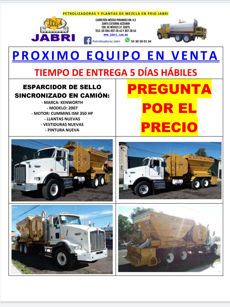 PJABRI's tweet photo. Esparcidor de Sello Sincronizado 
Montado en camión Kenworth 2007

PREGUNTA!!! https://t.co/6tCBsg6W0e